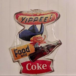 Coca-Cola Coke Yippee Embossed Die Cut Tin Sign